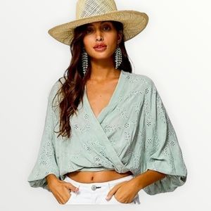 Young Fabulous & Broke Lacey Eyelet Wrap Blouse